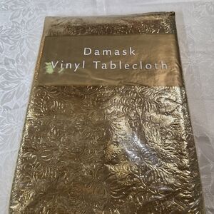 Gold Damask Vinyl Tablecloth